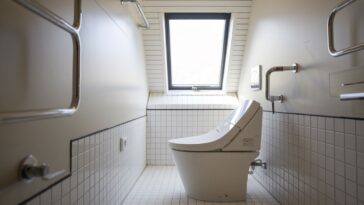 Minimalistyczny design toalety do łazienki